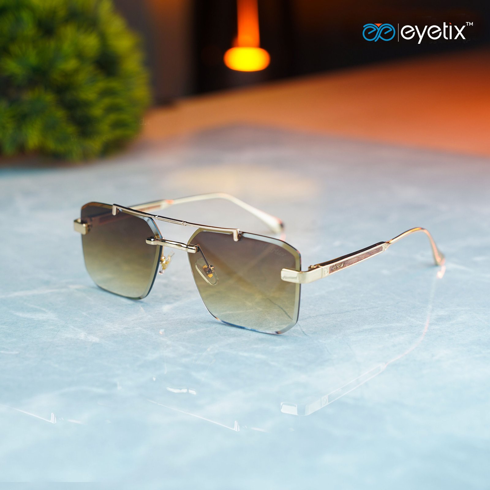 5-16-scaled-2 Cartiar Rimless Style Brown Premium Sunglass - Image 1